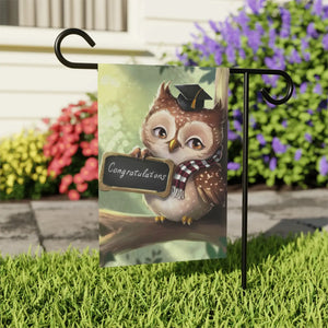 Congrats Garden Banner – Graduating Owl Canvas - Dipaliz - Flags & Windsocks