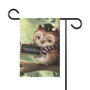 Congrats Garden Banner – Graduating Owl Canvas - Dipaliz - Flags & Windsocks