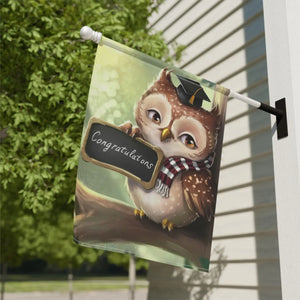 Congrats Garden Banner – Graduating Owl Canvas - Dipaliz - Flags & Windsocks