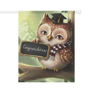 Congrats Garden Banner – Graduating Owl Canvas - Dipaliz - Flags & Windsocks