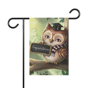 Congrats Garden Banner – Graduating Owl Canvas - Dipaliz - Flags & Windsocks