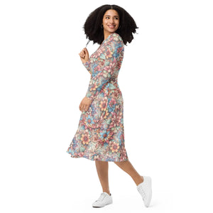 Floral Long Sleeve Midi – Stretch Comfort - Dipaliz - Dresses - Xs