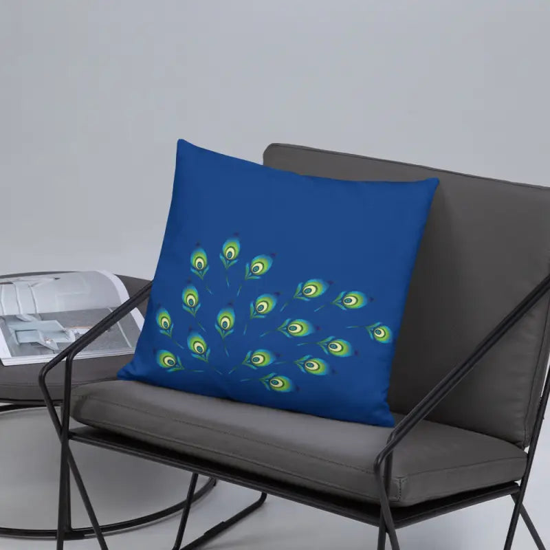 Graphic Peacock Feather Pillow with Insert: Elevate your Decor - Home