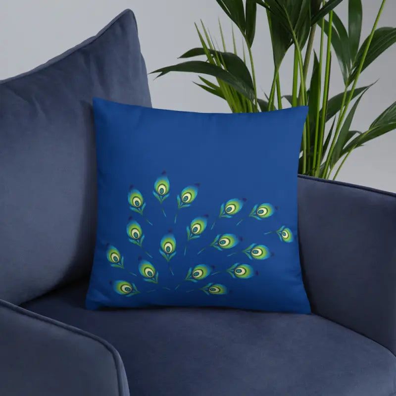 Graphic Peacock Feather Pillow with Insert: Elevate your Decor - Home