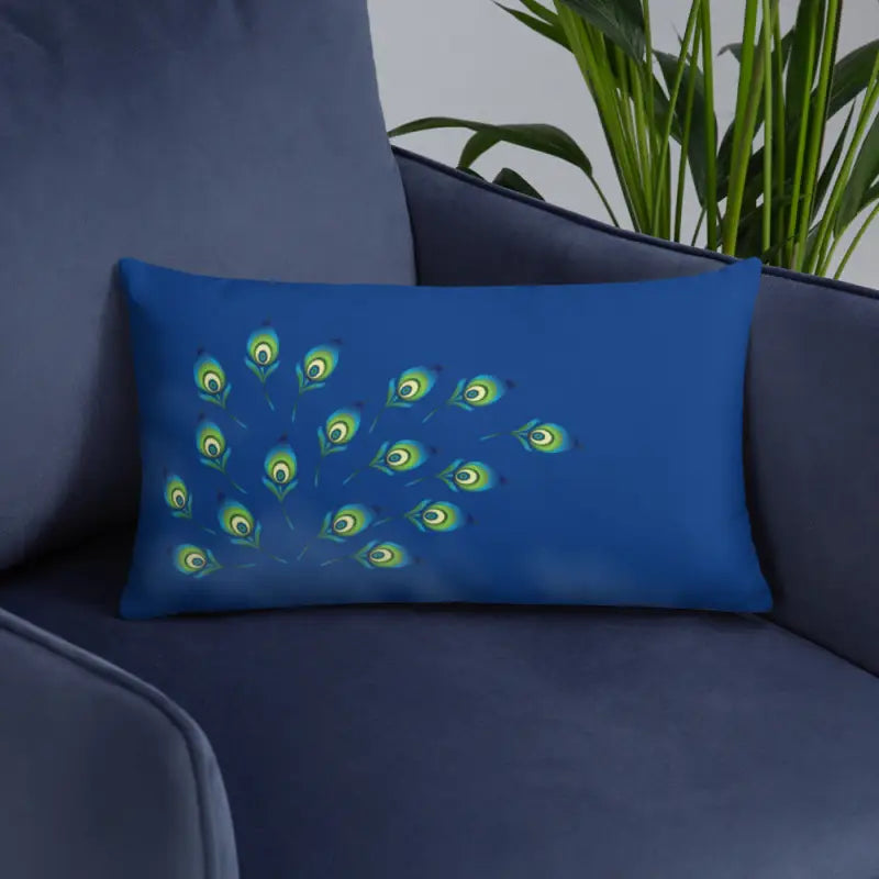 Graphic Peacock Feather Pillow with Insert: Elevate your Decor - Home