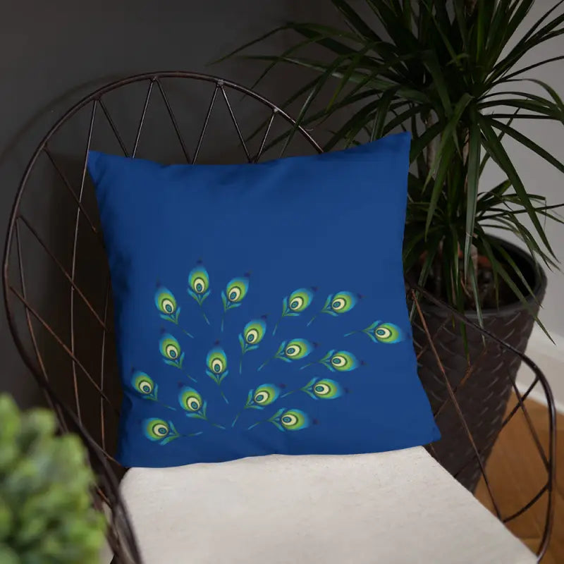 Graphic Peacock Feather Pillow with Insert: Elevate your Decor - Home