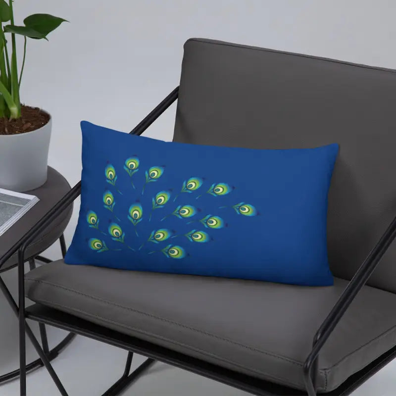 Graphic Peacock Feather Pillow with Insert: Elevate your Decor - Home