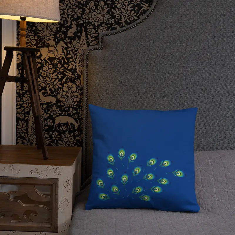 Graphic Peacock Feather Pillow with Insert: Elevate your Decor - Home