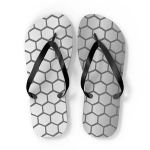 Stylish Gray Hexagon Flip Flops - Modern Pattern Design - Dipaliz - Xl / Black Sole - Slippers