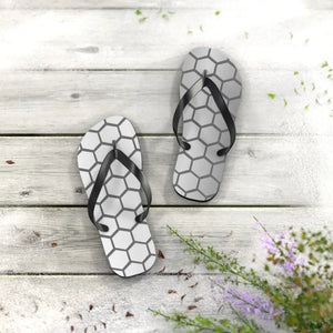 Stylish Gray Hexagon Flip Flops - Modern Pattern Design - Dipaliz - s / Black Sole - Slippers