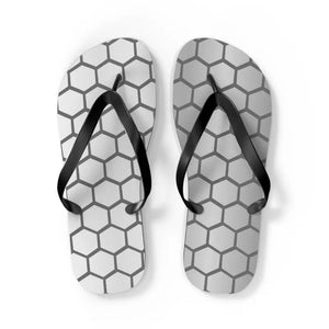 Stylish Gray Hexagon Flip Flops - Modern Pattern Design - Dipaliz - l / Black Sole - Slippers