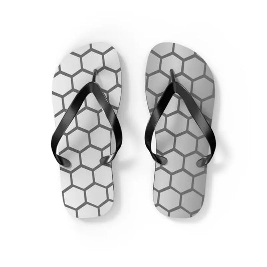 Stylish Gray Hexagon Flip Flops for Summer Comfort - s / Black Sole Slippers