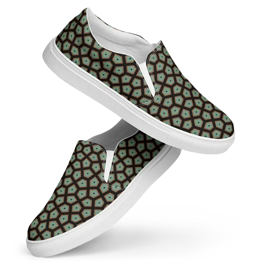 Level Up with Green Abstract Pattern Canvas Shoes - 5