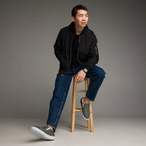 Canvas Shoes Muted Green Abstract Pattern Comfort Style - Dipaliz - Sneakers