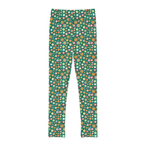 Length Leggings Abstract Circles Vibrant Green Design - Dipaliz - Activewear