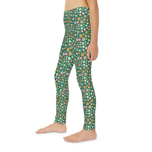 Length Leggings Abstract Circles Vibrant Green Design - Dipaliz - Activewear