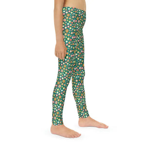 Length Leggings Abstract Circles Vibrant Green Design - Dipaliz - Activewear