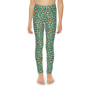 Length Leggings Abstract Circles Vibrant Green Design - Dipaliz - Activewear