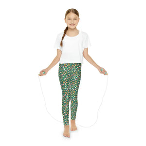 Length Leggings Abstract Circles Vibrant Green Design - Dipaliz - 9/10 Years - Activewear