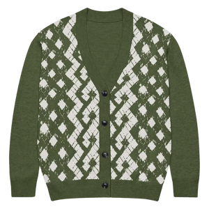 Green Argyle Diamond Knit Cardigan - Cozy Layering Essential - Dipaliz - 2xs - Cardigans