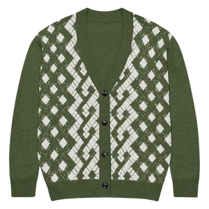 Green Argyle Diamond Knit Cardigan - Cozy Layering Essential - Dipaliz - 3xl - Cardigans