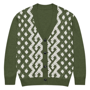 Green Argyle Diamond Knit Cardigan - Cozy Layering Essential - Dipaliz - l - Cardigans