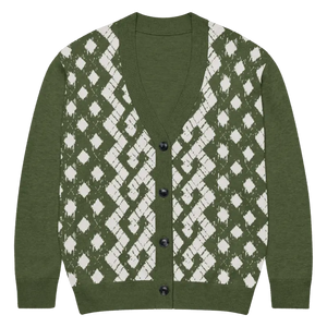Green Argyle Diamond Knit Cardigan - Cozy Layering Essential - Dipaliz - m - Cardigans