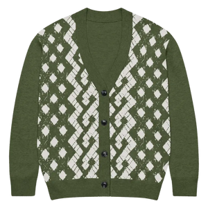 Green Argyle Diamond Knit Cardigan - Cozy Layering Essential - Dipaliz - s - Cardigans