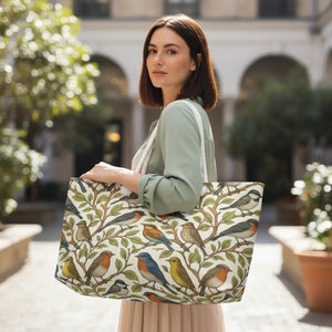 Green Birds Polyester Weekender Bag - Large Travel Tote - Dipaliz - Bags