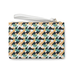 Vibrant Yellow Abstract Chic Clutch Bag Vegan Leather - Dipaliz - Bags