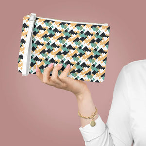 Vibrant Yellow Abstract Chic Clutch Bag Vegan Leather - Dipaliz - Bags