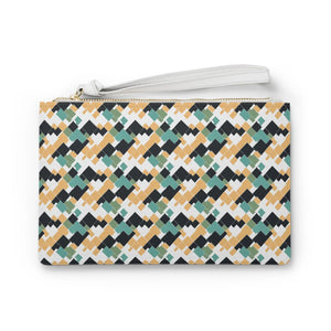 Vibrant Yellow Abstract Chic Clutch Bag Vegan Leather - Dipaliz - Bags