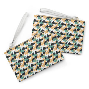 Vibrant Yellow Abstract Chic Clutch Bag Vegan Leather - Dipaliz - Bags