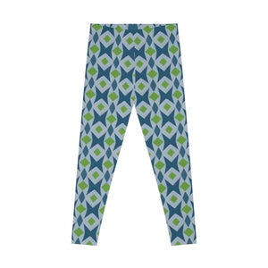 Blue Geometric Pattern Leggings - Bold Active Style - Dipaliz - Activewear
