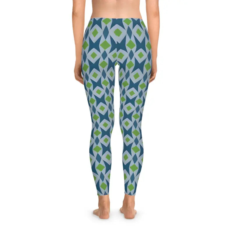 Stunning Blue Geometric Leggings for Yoga & Everyday Style - All Over Prints