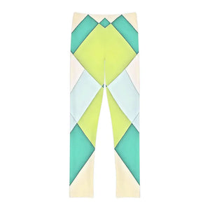 Green Checkered Abstract Pattern Youth Length Leggings - Dipaliz - 5/6 Years - Activewear