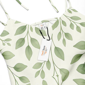 Green Eucalyptus Leaves Midi Dress Built-in Bra - Dipaliz - Dresses