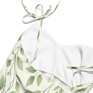 Green Eucalyptus Leaves Midi Dress Built-in Bra - Dipaliz - Dresses