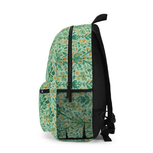 Bold Green Floral Backpack - Rugged Polyester - Dipaliz - Backpacks
