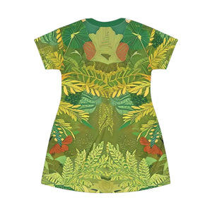 Green Foliage Print t Shirt Dress - Vibrant Style - Dipaliz - Dresses