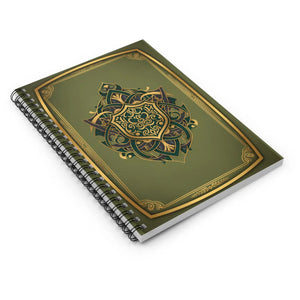 Green Gold Mandala Spiral Notebook - Ruled Intention Journal - Dipaliz - Journals