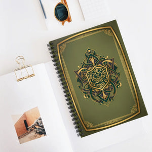 Green Gold Mandala Spiral Notebook - Ruled Intention Journal - Dipaliz - Journals