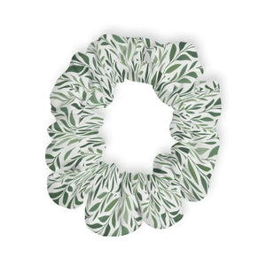 Green Leaf Pattern Scrunchie Bold Eco Boho Organic Energy - Dipaliz - 4’’ × - Hair Accessories