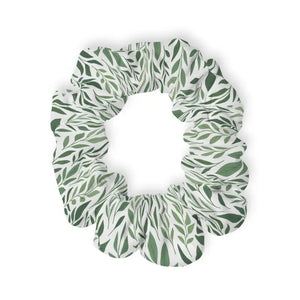 Green Leaf Pattern Scrunchie Bold Eco Boho Organic Energy - Dipaliz - 4’’ × - Hair Accessories