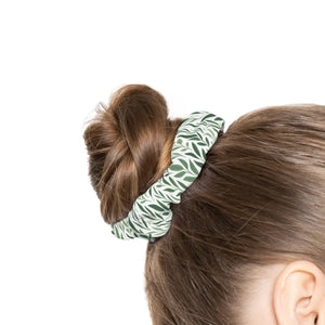Green Leaf Pattern Scrunchie Eco-friendly Hair Accessory Cute Gift for Her Boho Style Tie Festival Essential