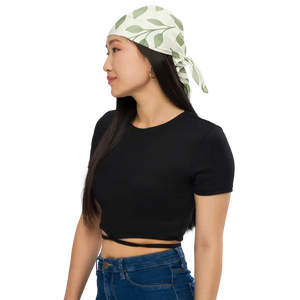 Green Leaves Print Bandana Upf50 Protection - Dipaliz - Bandanas & Headties