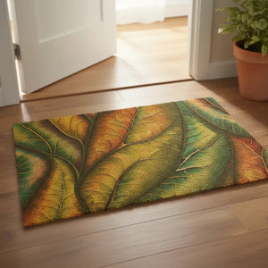 Green Leaves Doormat – Botanical Coir 24x16 - Dipaliz - Door Mats