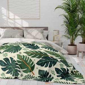 Green Leaves Arctic Fleece Blanket - Luxury Comfort - Dipaliz - Blankets