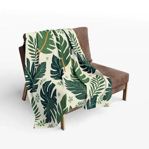 Green Leaves Arctic Fleece Blanket - Luxury Comfort - Dipaliz - 50’’ × 60’’ - Blankets