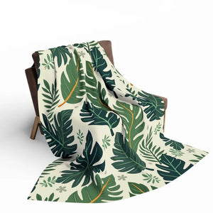 Green Leaves Arctic Fleece Blanket - Luxury Comfort - Dipaliz - 60’’ × 80’’ - Blankets